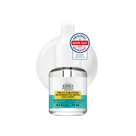 Eine 15-ml-Flasche Kiehl's Truly-Targeted Blemish-Clearing Solution vor weißem Hintergrund.
