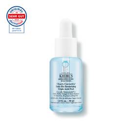 Eine 30-ml-Flasche Kiehl's Clearly Corrective Triple Acid Peel mit einer klaren Flussigkeit vor weißem Hintergrund.