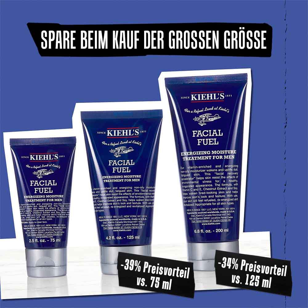 Model tragt die Kiehl's Facial Fuel Energizing Moisture Treatment fur Manner auf das Gesicht auf