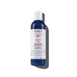 Eine Flasche Kiehl's Body Fuel All-In-One Energizing Wash vor weißem Hintergrund.