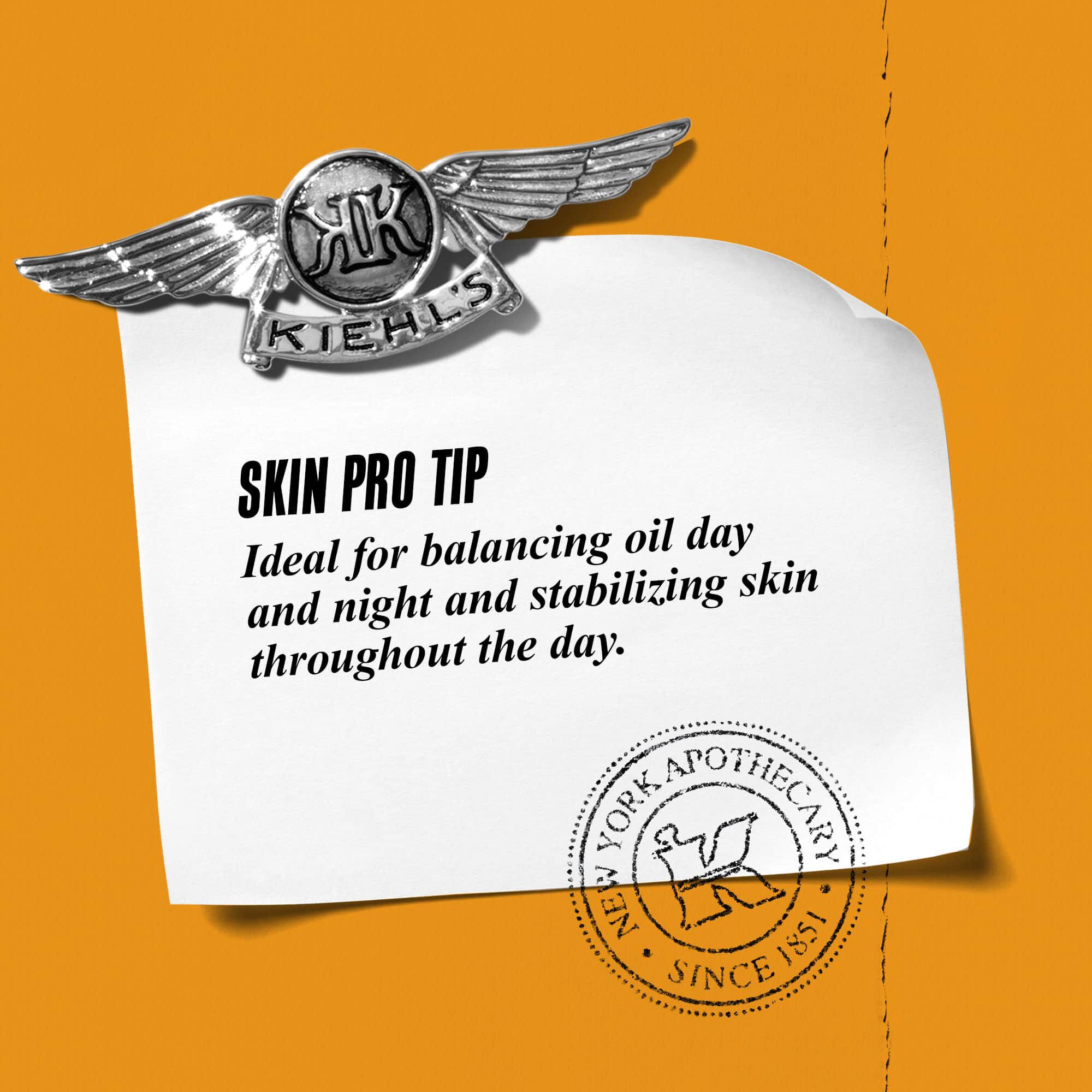 Eine Grafik mit dem Text: „Skin Pro Tipp: Ideal, um den Fettgehalt den ganzen Tag uber auszugleichen und die Haut den ganzen Tag uber zu beruhigen“, neben einer Flasche Calendula Herbal-Extract Toner.