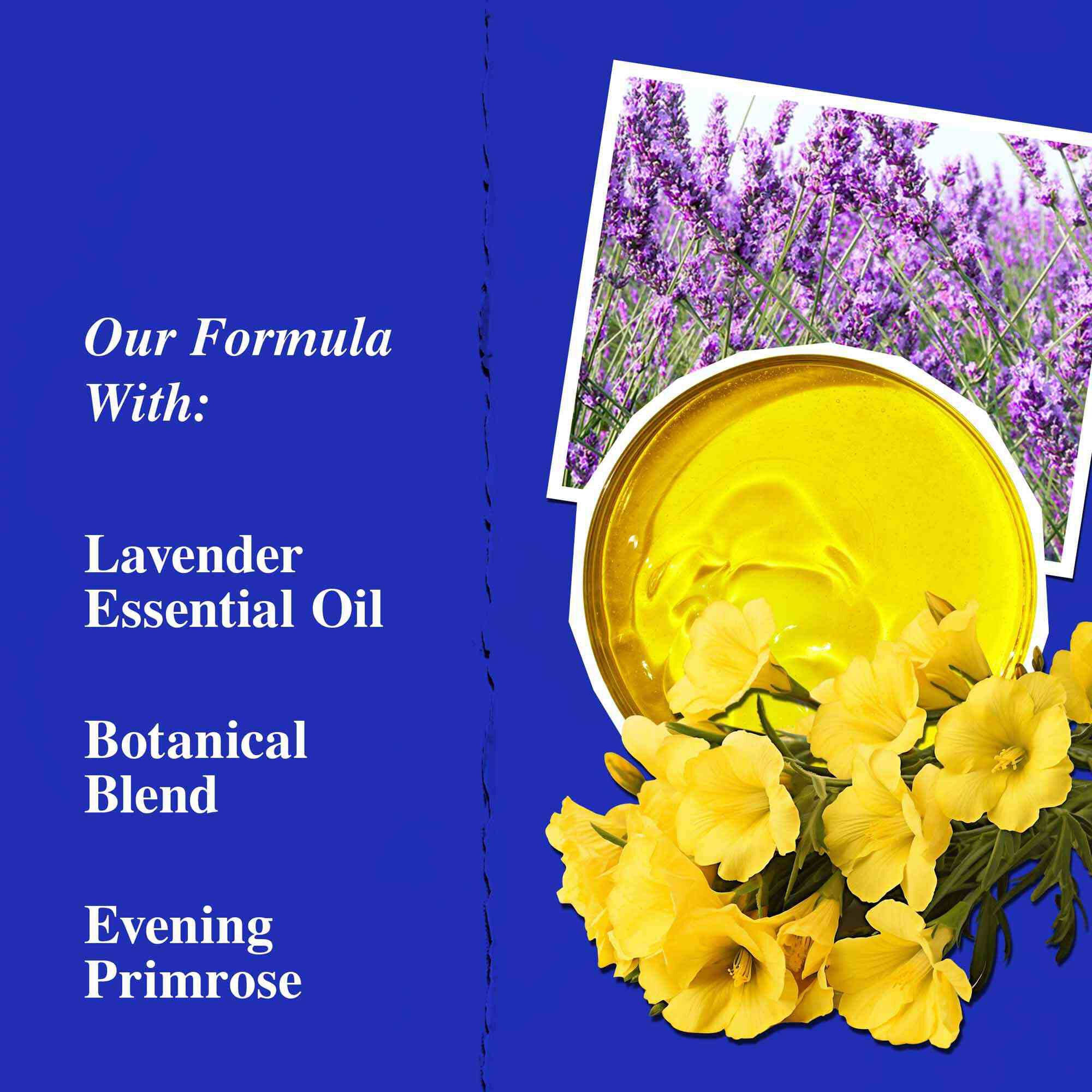 Hauptinhaltsstoffe von Midnight Recovery Concentrate, hervorgehoben werden atherisches Lavendelol, Nachtkerzenol und Squalan.