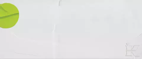 Ein schlichtes, weißes Bild mit einem kleinen grunen Kreis in der linken oberen Ecke und einem undeutlichen "K" in der rechten unteren Ecke.