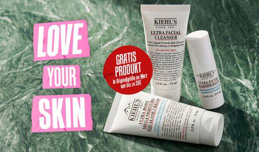 Kiehl's Love Your Skin – Gratis Produkt in Originalgroße im Wert von bis zu 35€ mit Ultra Facial Cleanser, Ultra Body Mega Moisture Squalane Cream und Ultra Facial Barrier Balm