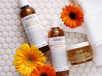 Calendula Produkte auf Fliesen