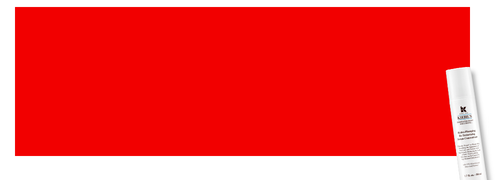 Klares rotes Banner mit einem weißen Flakon eines Hautpflegeprodukts an der rechten Seite.