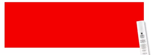 Klares rotes Banner mit einem weißen Flakon eines Hautpflegeprodukts an der rechten Seite.